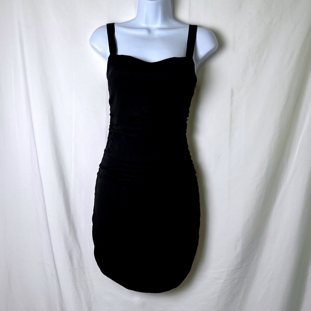 Urban Outfitters Womens Ruched Bodycon Sweetheart Mini Dress Size XS Black Party